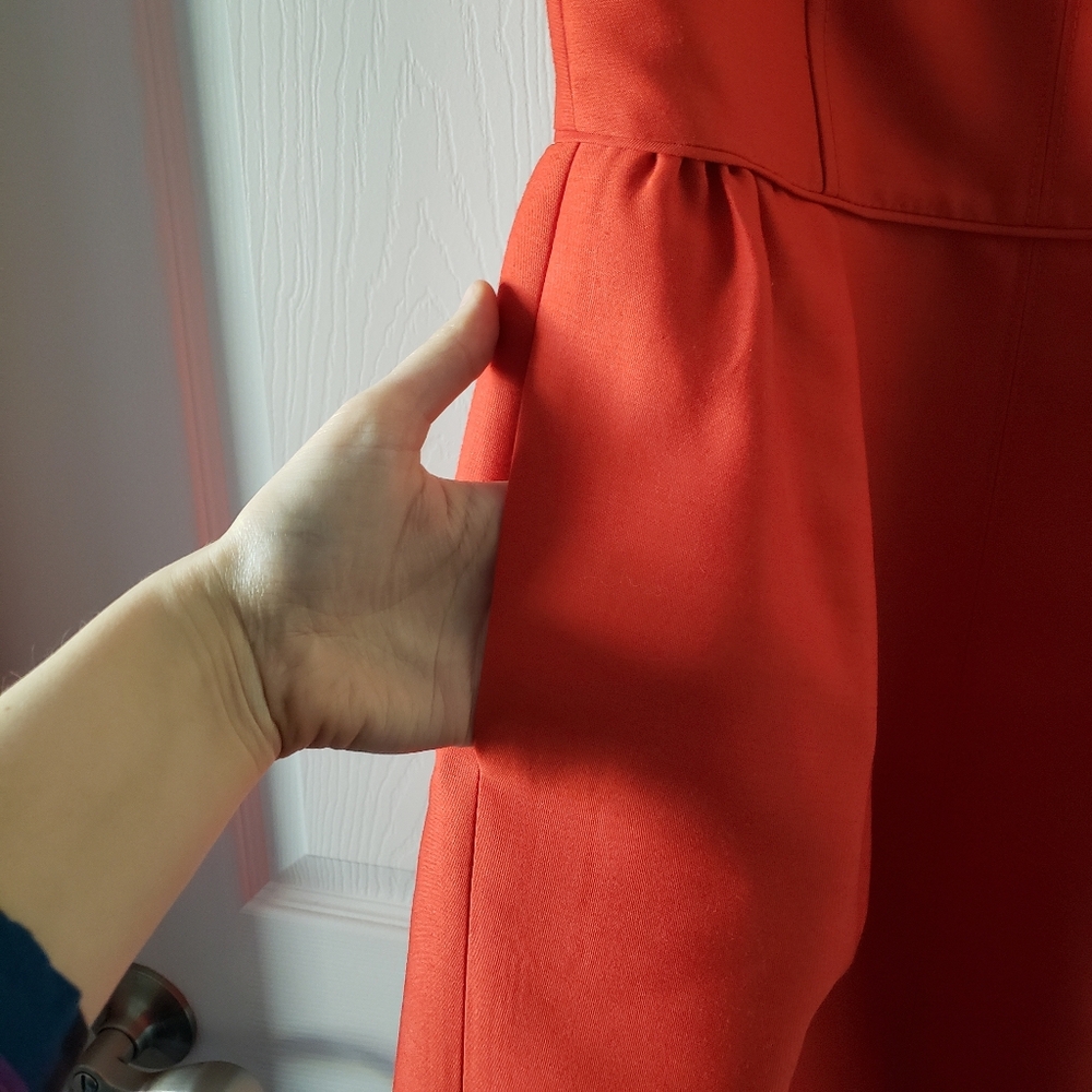 J.Crew Allie dress - Poppy Red silk wool blend sleeveless dress - Picture 3 of 6